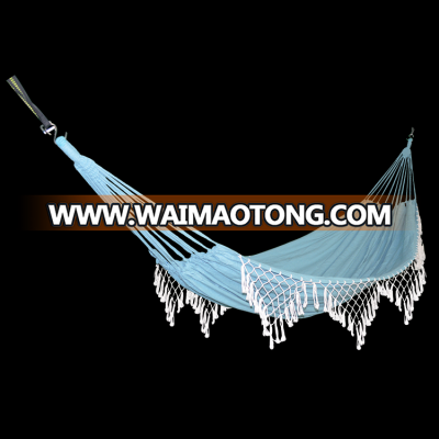 Double canvas cotton hammock hanging handmade macrame outdoor portable swings bed camping hammock chair