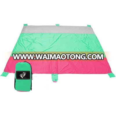 210T parachute nylon fabric ripstop folding sand bag compact oversized sand less lightweighted beach blanket